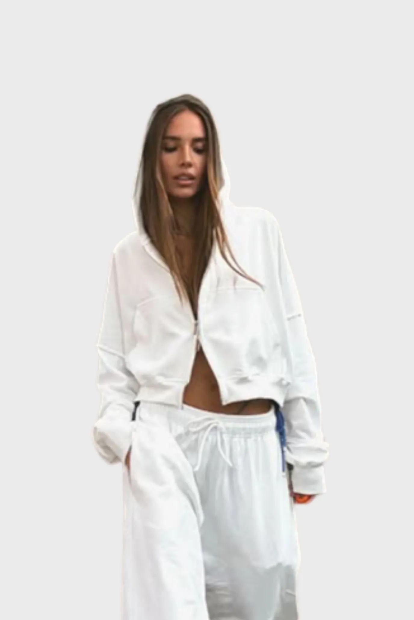 Зип-худи Sabe Logo Cropped Zip-Up Hoodie Milk 1