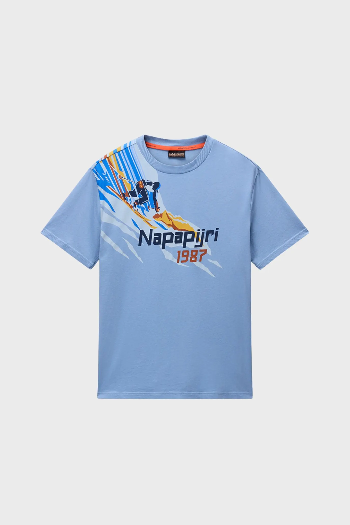 Мужская голубая хлопковая футболка 5