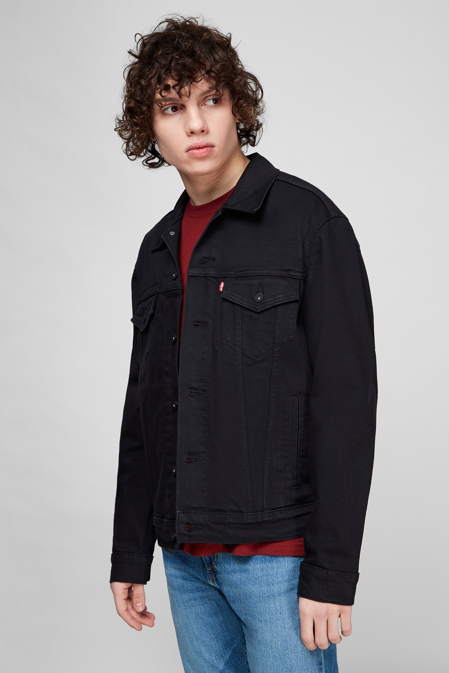Мужская черная джинсовая куртка 4