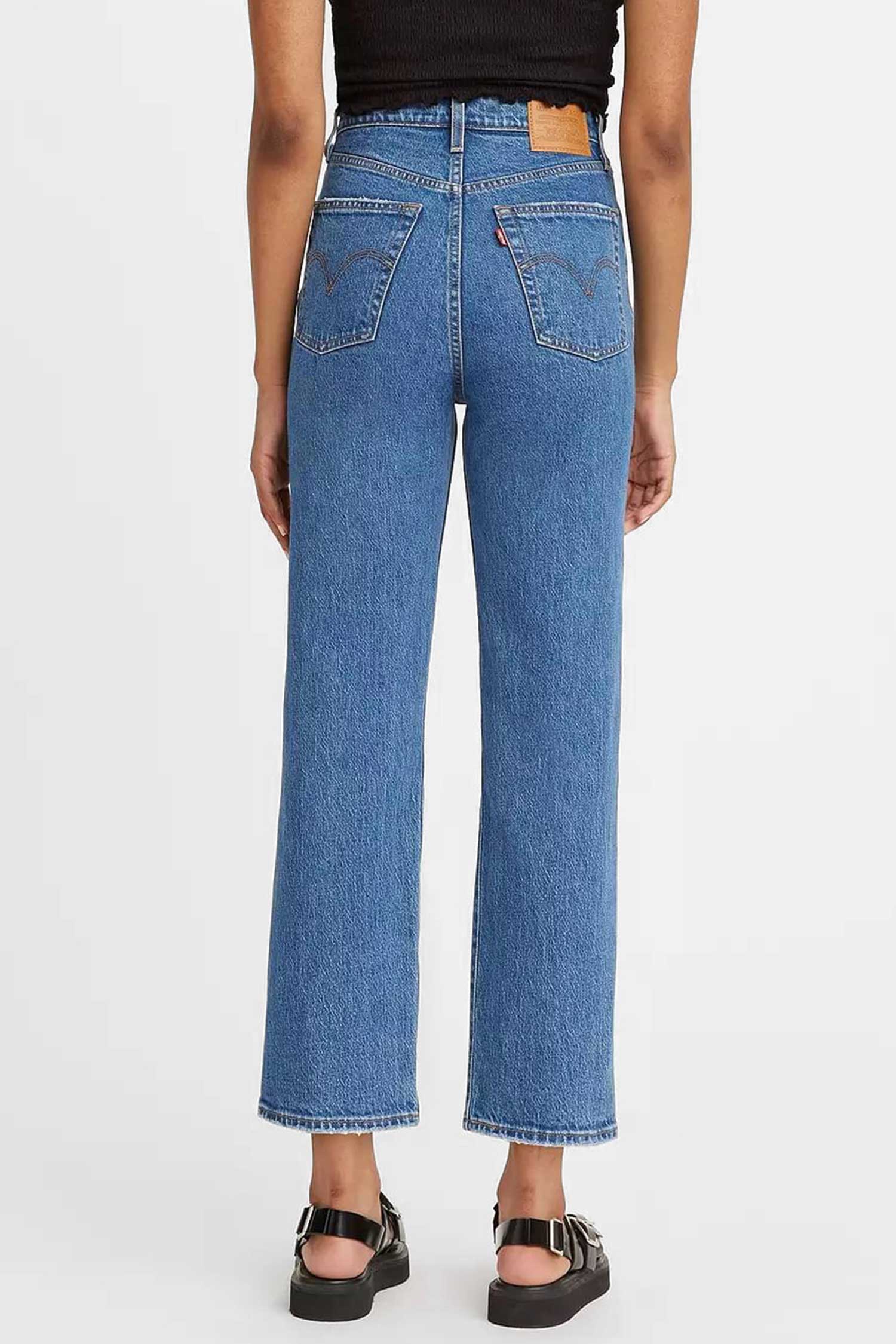 Женские синие джинсы Ribcage Straight Ankle 3