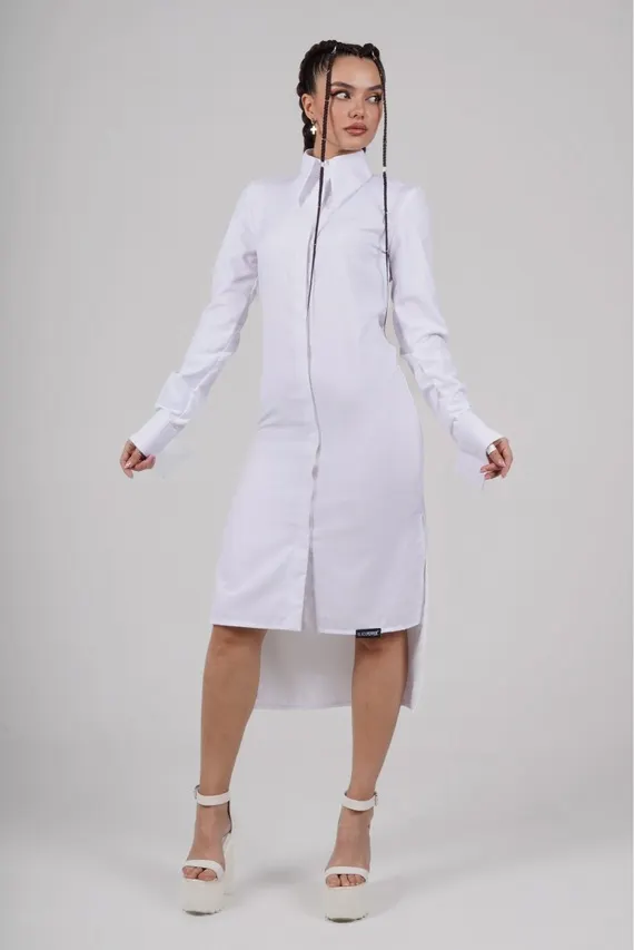 Белая рубашка-платье с высокими разрезами BLACKPEPPER