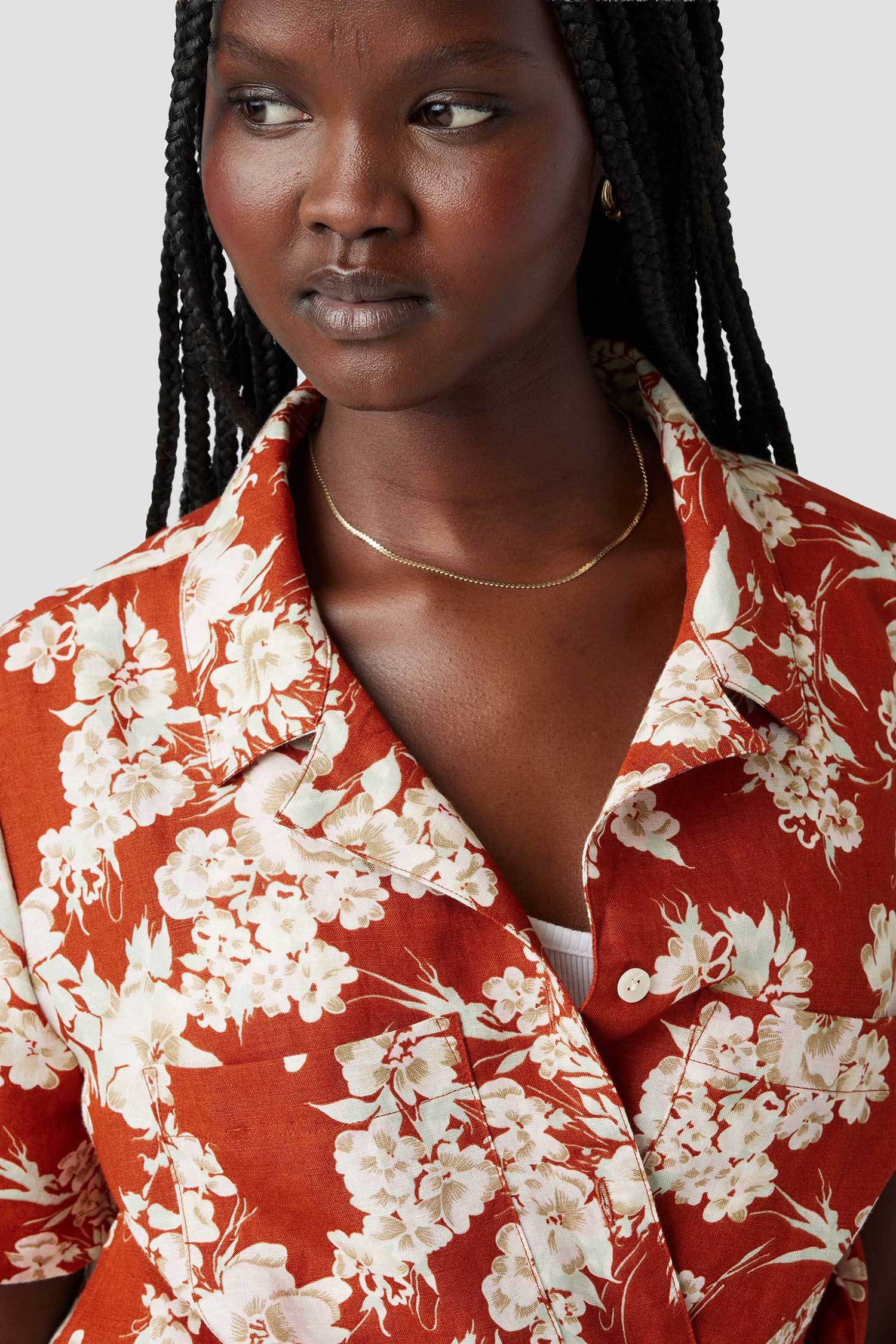 Женская льняная блуза с узором 5