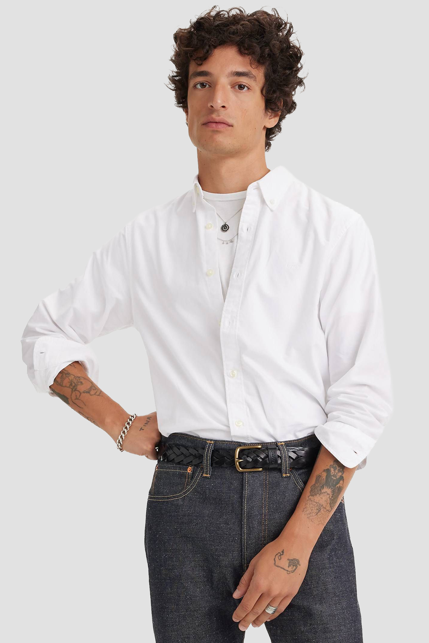 Мужская белая рубашка 5