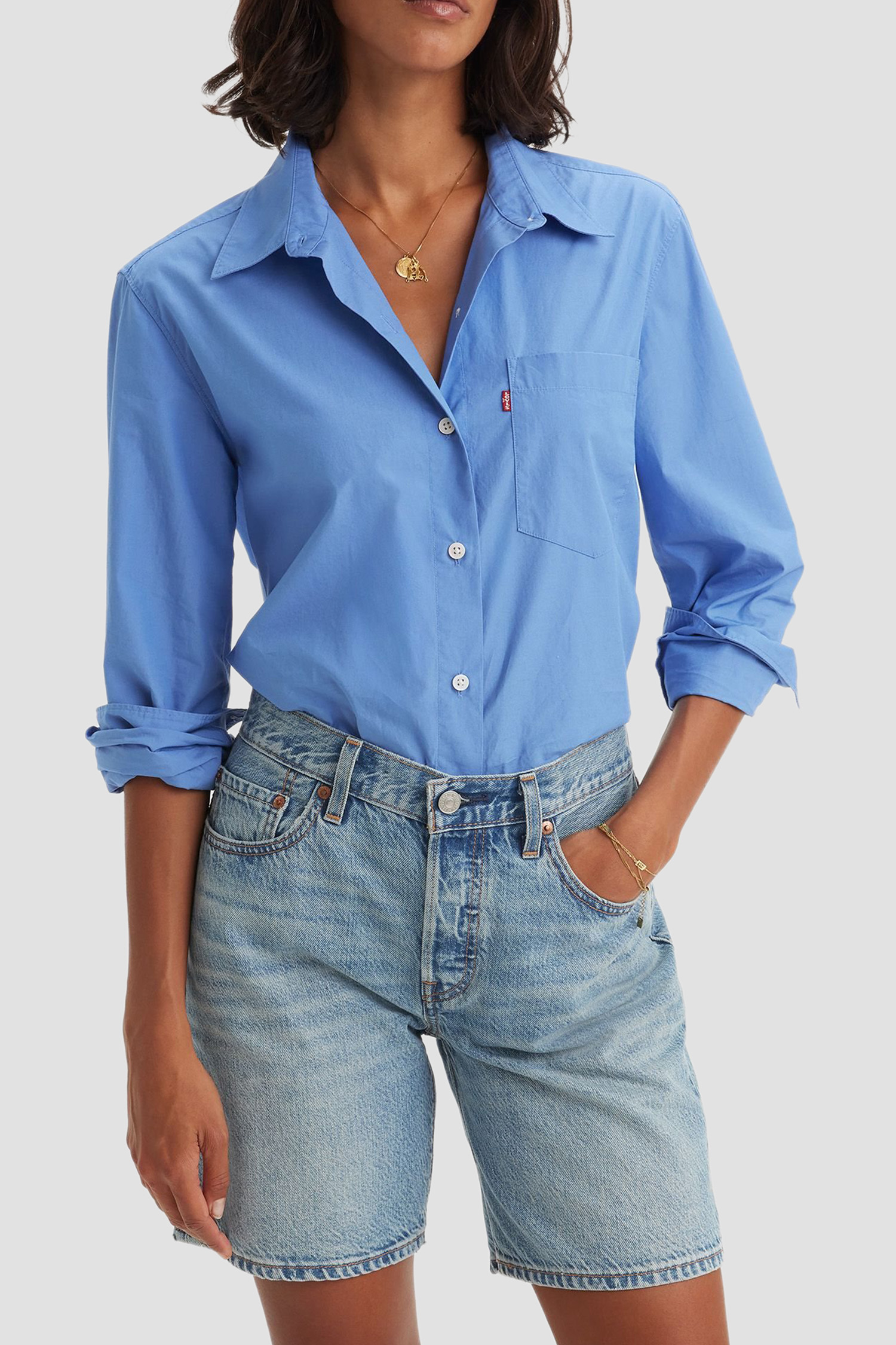 Женские голубые джинсовые шорты 501® '90s Lightweight 5