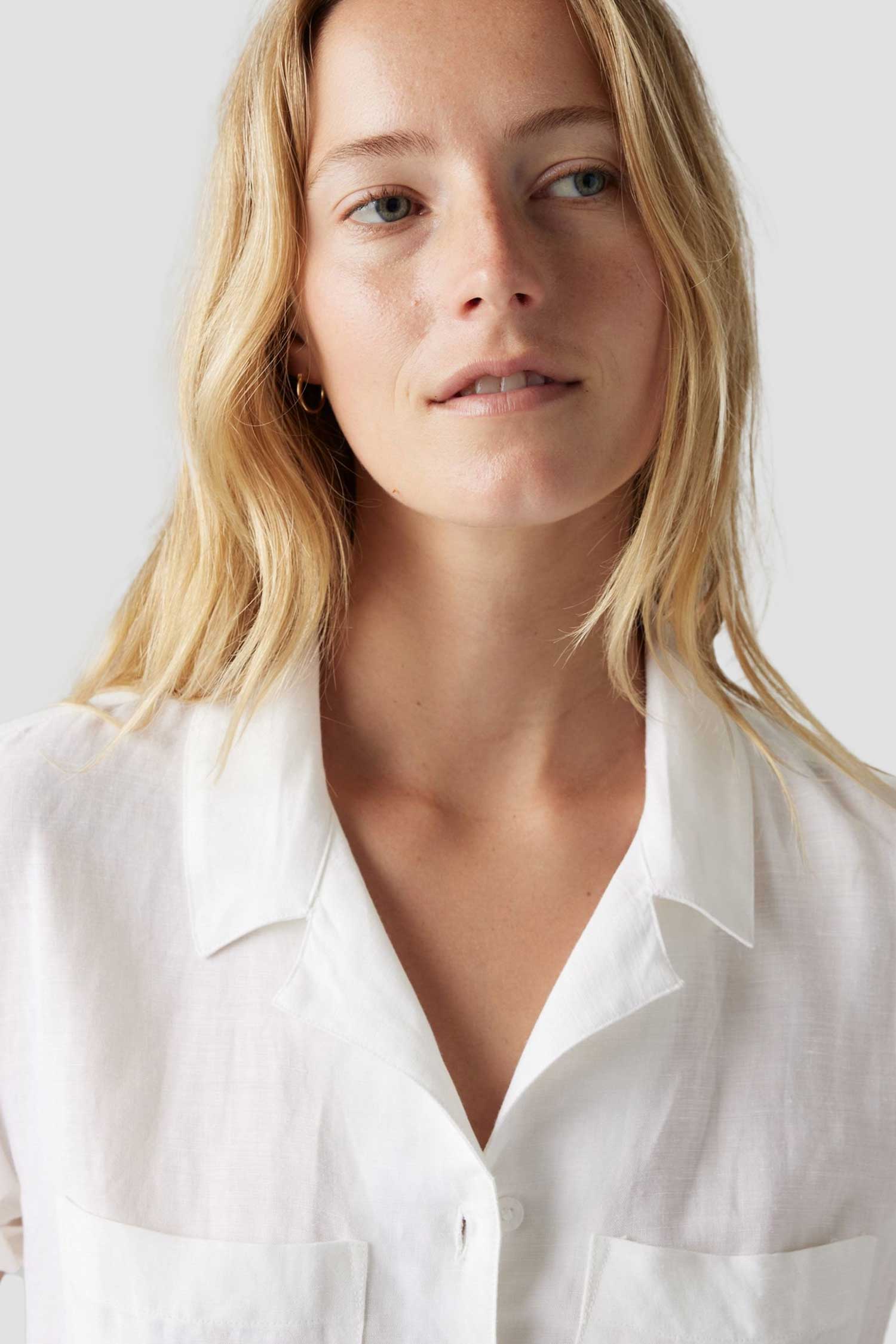 Женская белая льняная рубашка 4