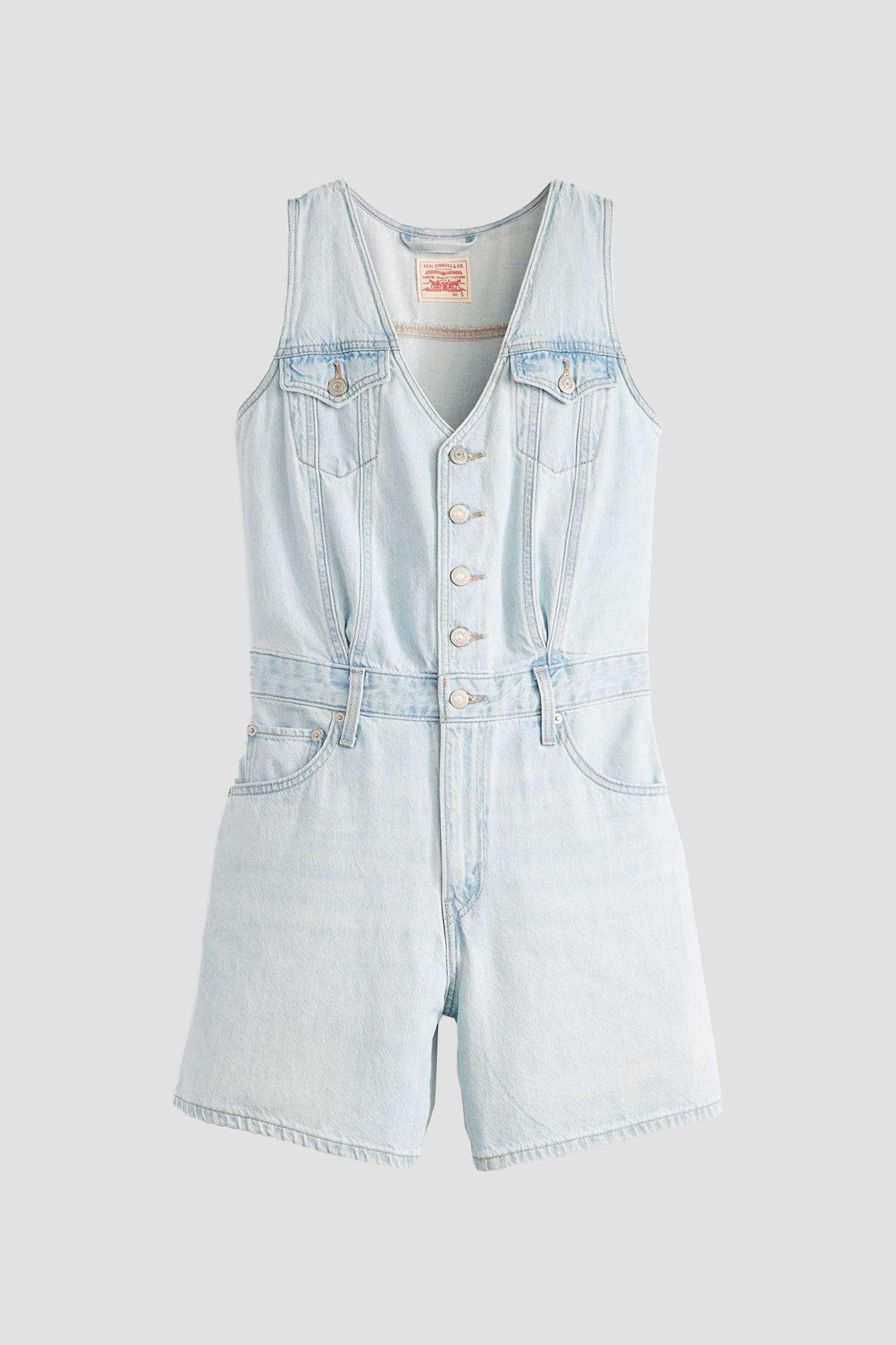 Женский голубой джинсовый комбинезон 2