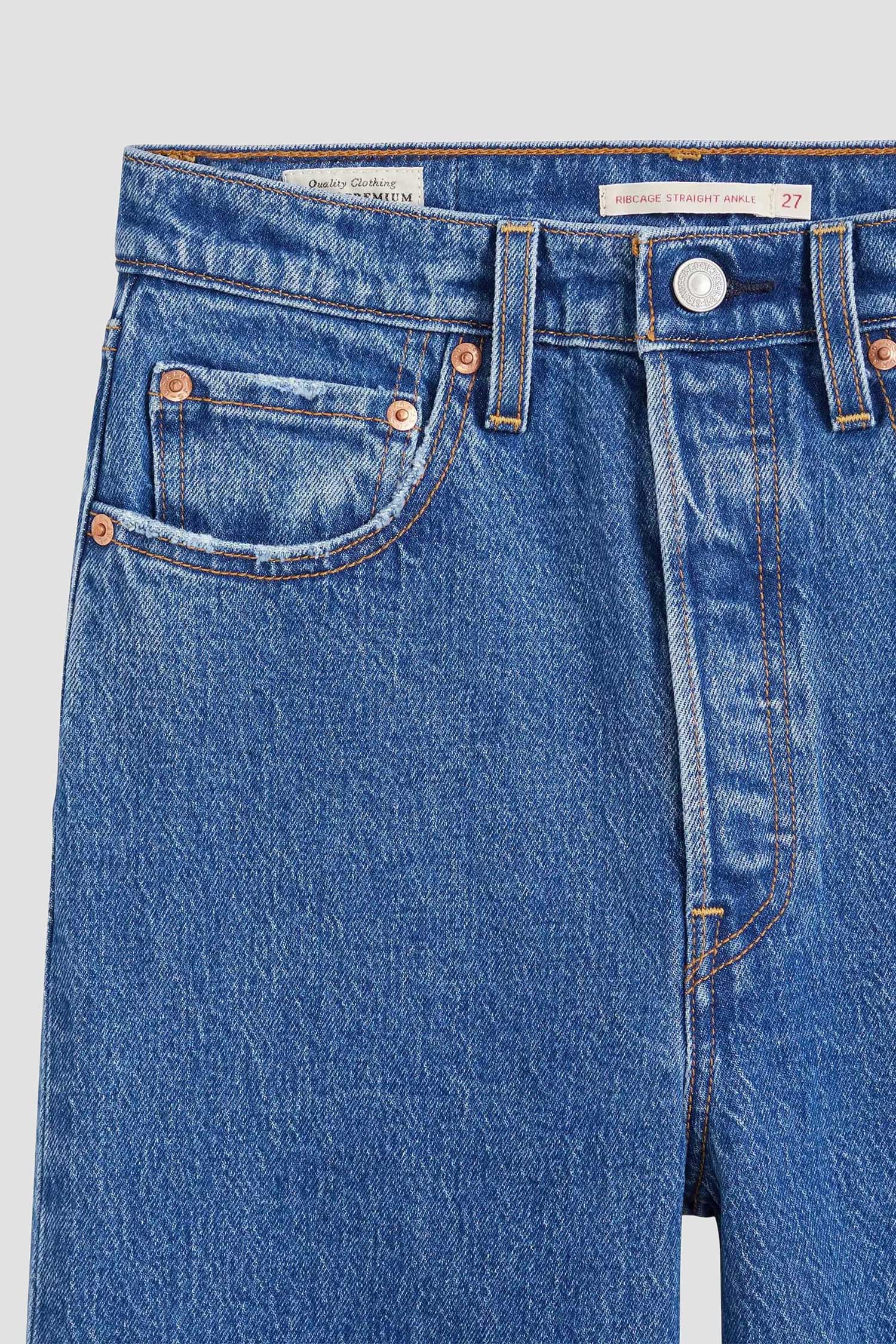 Женские синие джинсы Ribcage Straight Ankle 6