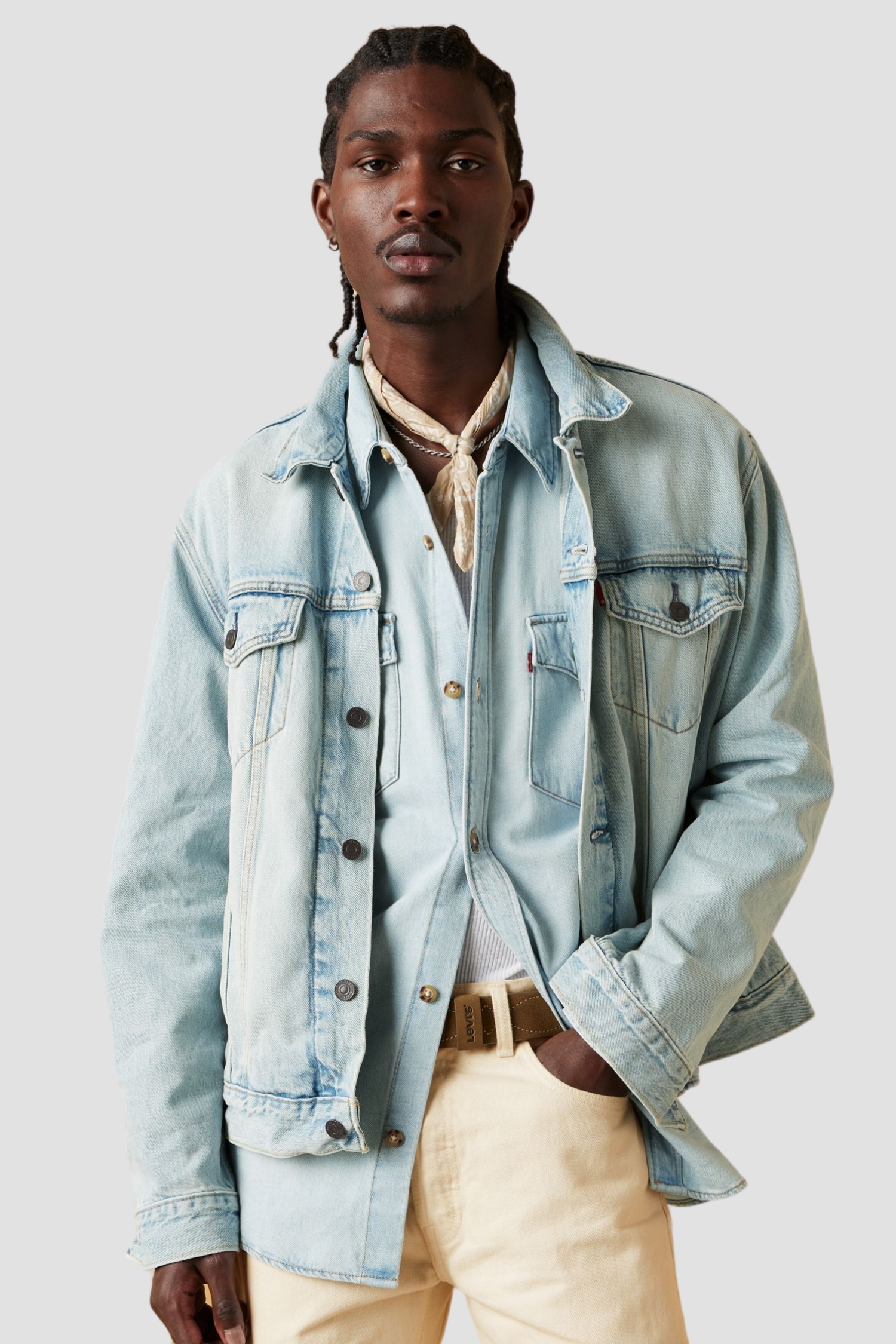 Мужская голубая джинсовая куртка 4