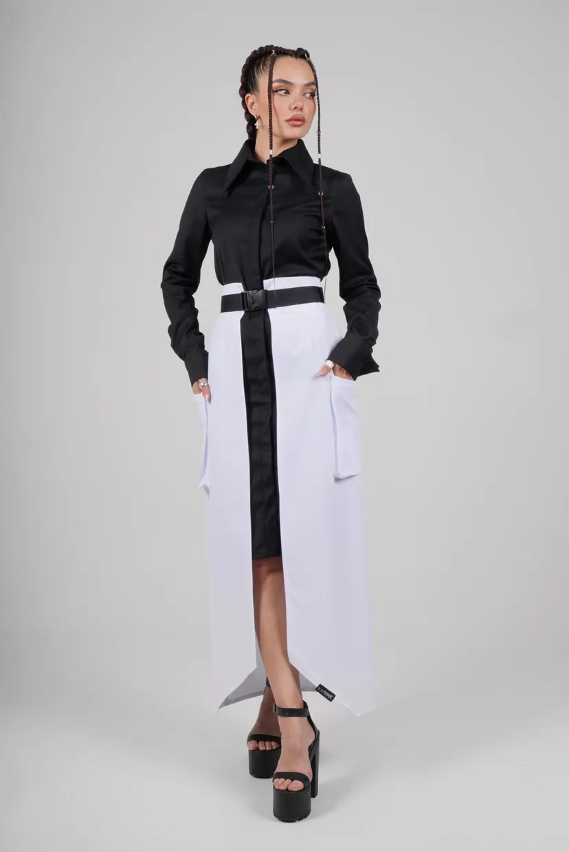 Баска макси с накладными карманами WHITE 4