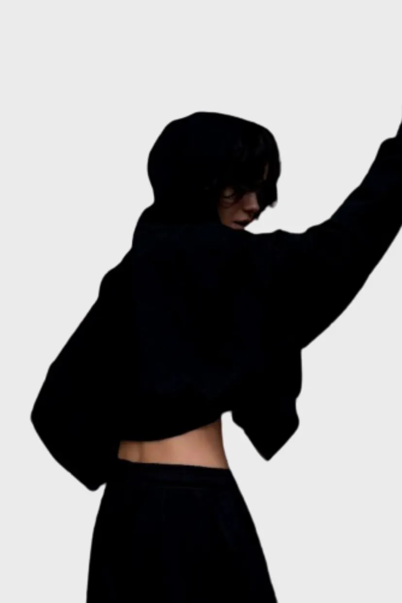 Зип-худи Sabe Logo Cropped Zip-Up Hoodie Black 3