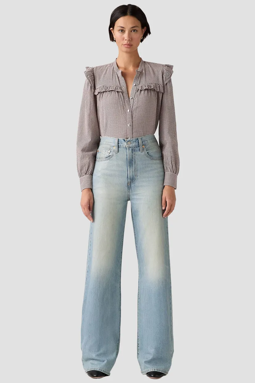 Женские голубые джинсы Ribcage Wide Leg 4