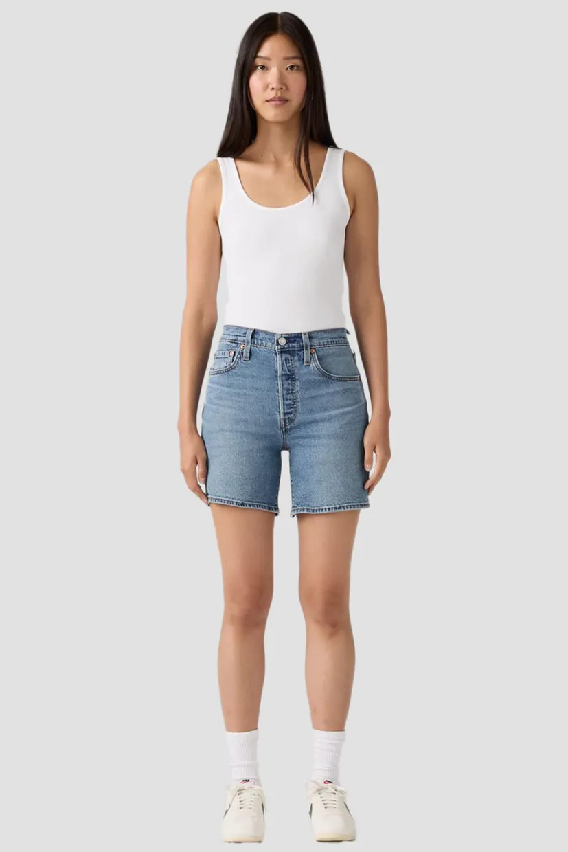 Женские голубые джинсовые шорты 501® Mid Thigh 3
