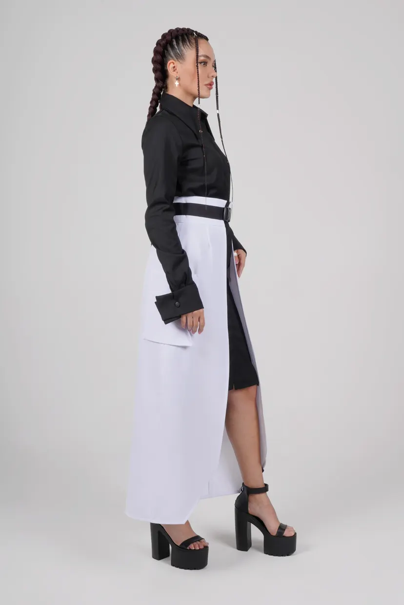 Баска макси с накладными карманами WHITE 3
