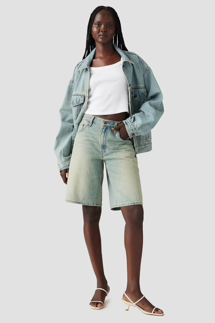 Женские голубые джинсовые шорты Baggy Dad 6