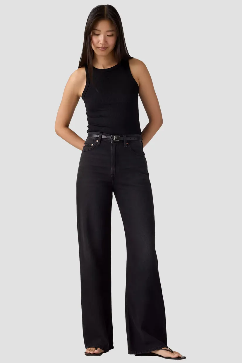 Женские черные джинсы Ribcage Wide Leg 4